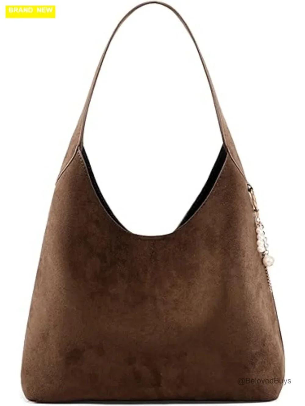 Vintage Brown Suede Hobo Bag Soft Handle Tote Shoulder Bag Minimalist Shoulder